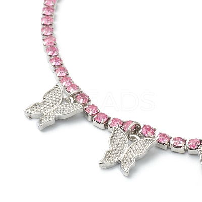 Alloy Rhinestone Cup Chain Necklaces NJEW-H217-02P-1