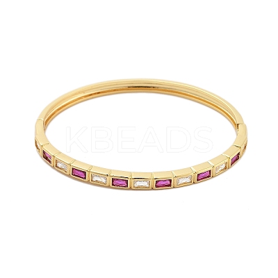 Rack Plating Brass Micro Pave Cubic Zirconia Bangles for Women BJEW-G730-01G-02-1