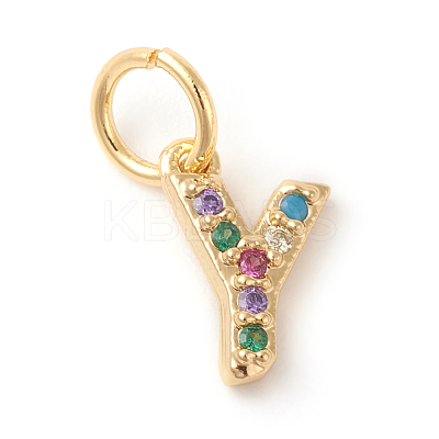 Brass Micro Pave Colorful Cubic Zirconia Charms ZIRC-F092-01-Y-1