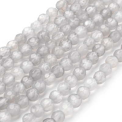 Natural Grey Agate Beads Strands G-G067-4mm-1-1