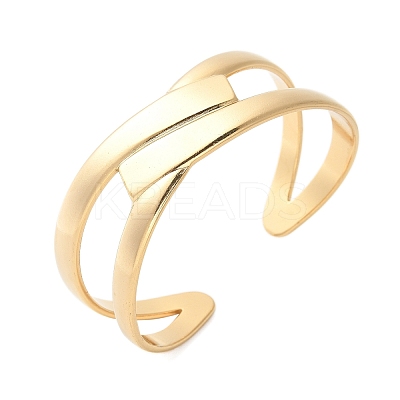 304 Stainless Steel Cuff Bangles for Women BJEW-U032-15G-1