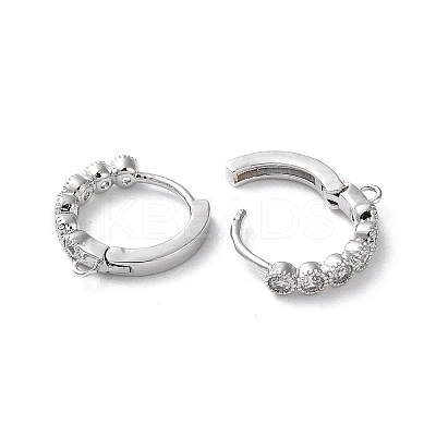 Brass Micro Pave Cubic Zirconia Hoop Earring Findings KK-P257-04P-1