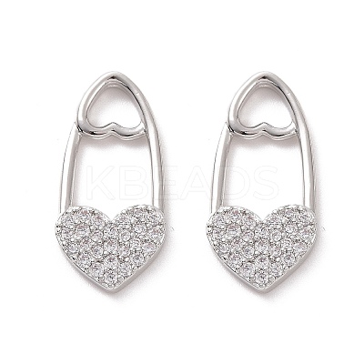 Brass Micro Pave Clear Cubic Zirconia Pendants KK-E068-VF193-1