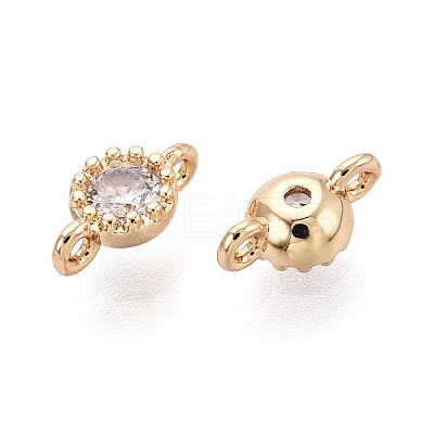 Brass Pave Cubic Zirconia Connector Charms KK-N276-04G-01-1