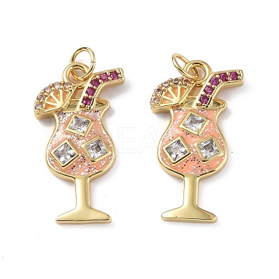 Brass Micro Pave Cubic Zirconia Pendants KK-E068-VF291-1