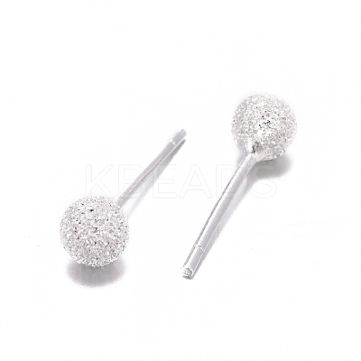 Textured 925 Sterling Silver Ball Stud Earrings LS-EJEW-L202-004A-1