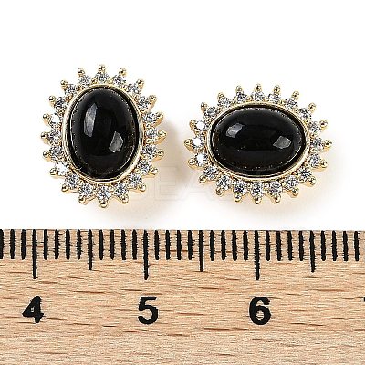Natural Obsidian Sew on Rhinestone KK-P283-02A-G-1