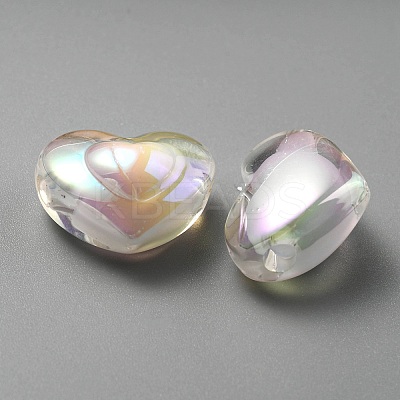 UV Plating Rainbow Iridescent Transparent Acrylic Beads OACR-C007-04B-1