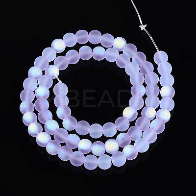 Frosted Transparent Glass Beads Strands GLAA-T032-T6mm-MBB01-1