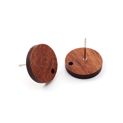 Coconut Brown Wood Stud Earring Findings EJEW-CJC0001-13-1