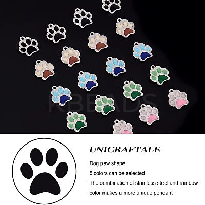 20Pcs 5 Colors 304 Stainless Steel Enamel Charms STAS-UN0026-51-1