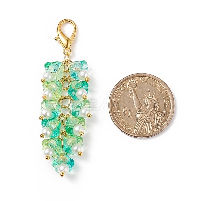 Trumpet Flower Glass Pendant Decorations HJEW-JM00800-05-1