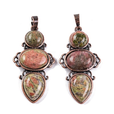 Natural Unakite Pendants G-Q158-04-05-1