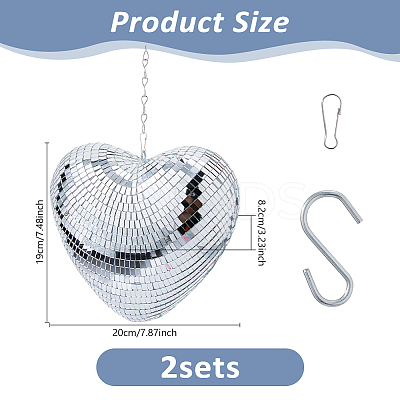 Heart Glass Mirror Ball Reflective Ball AJEW-WH0036-123B-1