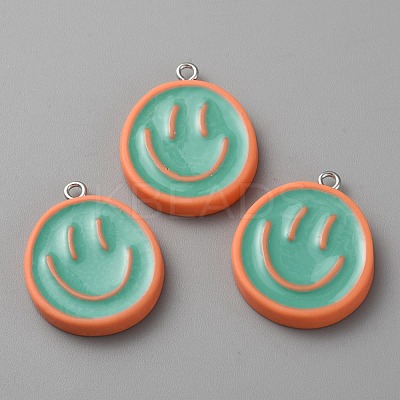 Opaque Resin Enamel Pendants LS-RESI-WH0036-20D-1