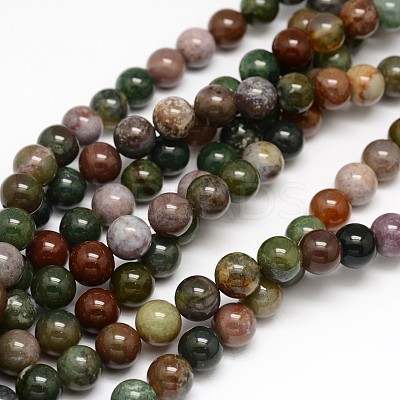 Natural Indian Agate Round Beads Strands G-F243-01-6mm-1