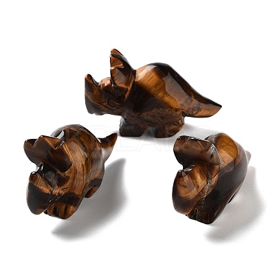 Natural Tiger Eye Carved Healing Rhinoceros Figurines DJEW-P016-01H-1