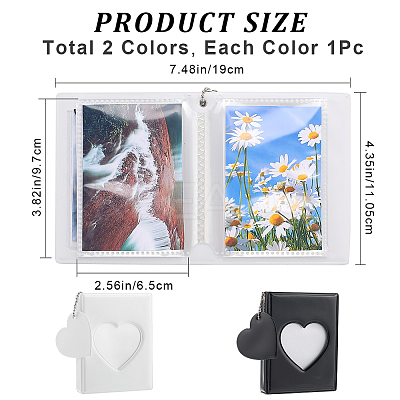 2 Sets 2 Colors 3 Inch PVC Mini Heart Hollow Photocard Holder Book AJEW-CP0005-83-1