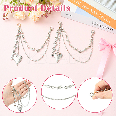 2Pcs Iron Boot Strap Chains HJEW-SW00407-1