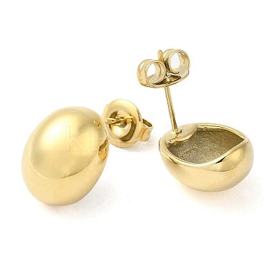 Ion Plating(IP) 304 Stainless Steel Oval Stud Earrings EJEW-Z022-12G-1