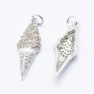 Brass Micro Pave Cubic Zirconia Pendants ZIRC-G130-20-NR-1