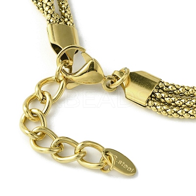 304 Stainless Steel Popcorn Chains Triple Layer Multi-strand Bracelet BJEW-Q775-09G-1