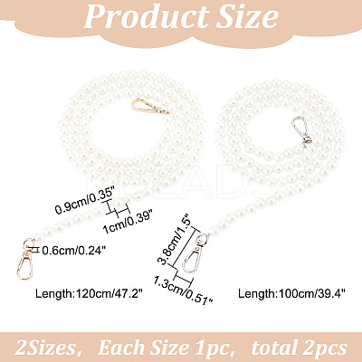 2Pcs 2 Style ABS Plastic Imitation Pearl Beaded Bag Handles FIND-WR0006-64-1