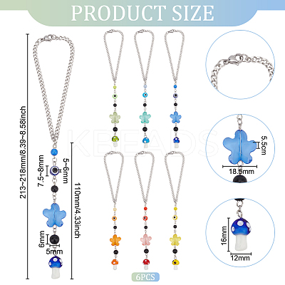 6Pcs Evil Eye Pendant Decorations BJEW-PH00690-1