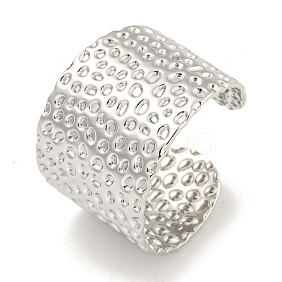 Non-Tarnish 304 Stainless Steel Textured Open Cuff Ring RJEW-A043-10P-1