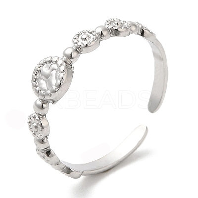 Non-Tarnish 304 Stainless Steel Flat Round Wrap Open Cuff Ring for Women RJEW-I098-04P-1