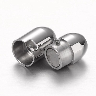 Tarnish Resistant Tube 304 Stainless Steel Magnetic Clasps with Glue-in Ends LS-STAS-I045-16-1