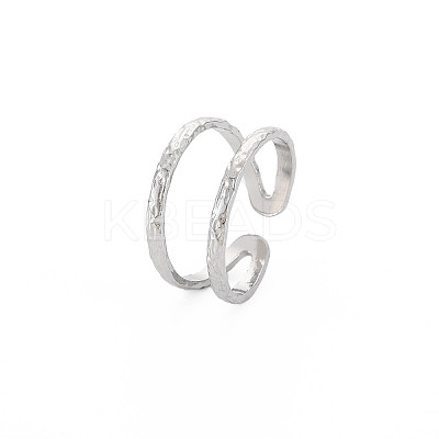 Non-Tarnish 304 Stainless Steel Double Line Open Cuff Ring for Women LS-X-RJEW-S405-200P-1