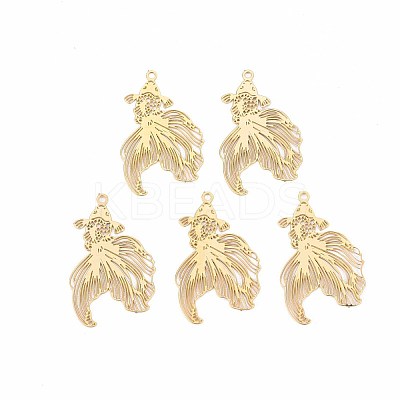 Rack Plating 201 Stainless Steel Filigree Pendants X-STAS-T057-35G-1