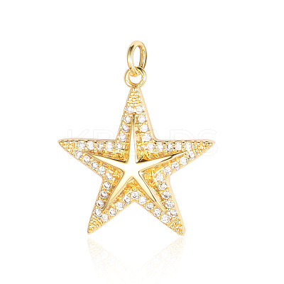 Brass Micro Pave Clear Cubic Zirconia Pendants ZIRC-OY001-11G-1