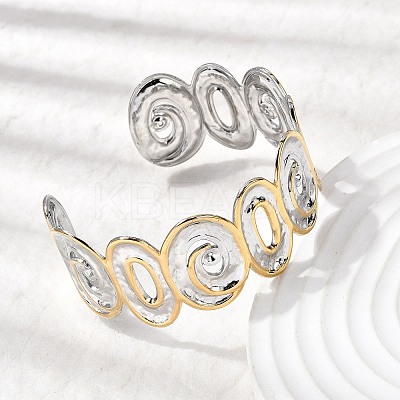 Hammered 304 Stainless Steel Cuff Bangles for Women LS-BJEW-P371-01A-1