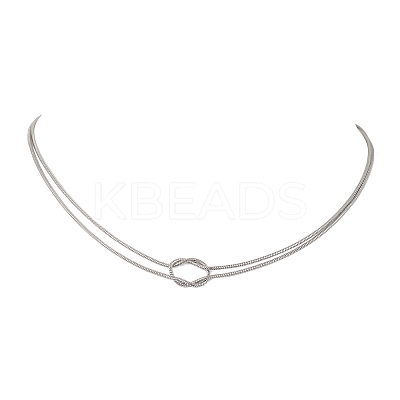 304 Stainless Steel Knot Snake Chain 2-Strand Necklaces NJEW-JN05885-1