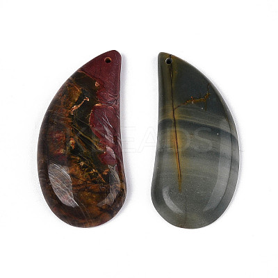 2Pcs Natural Red Picasso Stone/Polychrome Jasper Pendants G-N348-07-1