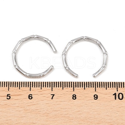 Non-Tarnish 304 Stainless Steel Bamboo Open Cuff Ring for Women RJEW-I085-10P-1