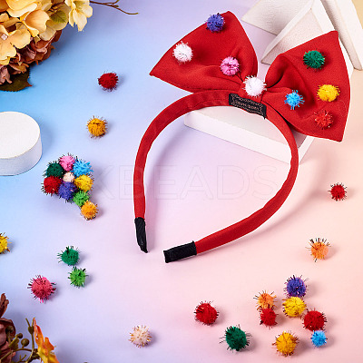 200Pcs 2 Styles Handmade DIY Doll Craft Pom Pom Yarn Pom Pom Balls AJEW-TA0002-18-1