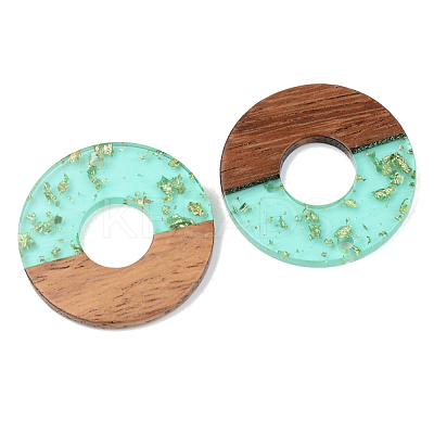 Transparent Resin & Walnut Wood Pendants RESI-S389-013A-B02-1