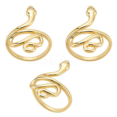 3Pcs Snake Brass Wide Band Rings RJEW-ME0001-01-1