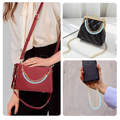 ABS Plastic Imitation Pearl and Aluminium Curb Chains Bag Extender Chains HJEW-TAC0073-1