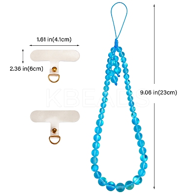 Round Synthetic Moonstone Beaded Mobile Straps HJEW-SW00042-06-1
