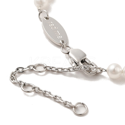ABS Imitation Pearl & Rhinestone Beaded Bracelet with 304 Stainless Steel Clasps BJEW-K237-02P-1