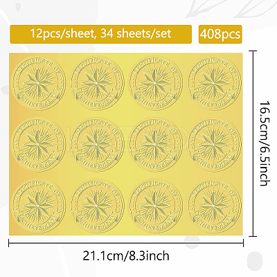 34 Sheets Self Adhesive Gold Foil Embossed Stickers DIY-WH0509-018-1