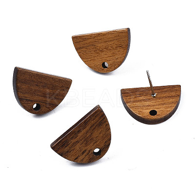 20 Pairs Walnut Wood Stud Earring Findings MAK-TAG0001-02-1