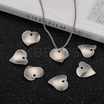 Tarnish Resistant 304 Stainless Steel Heart Charms X-STAS-M004-02-1