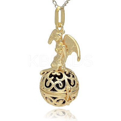 Golden Tone Brass Hollow Round Cage Pendants KK-J242-04G-1