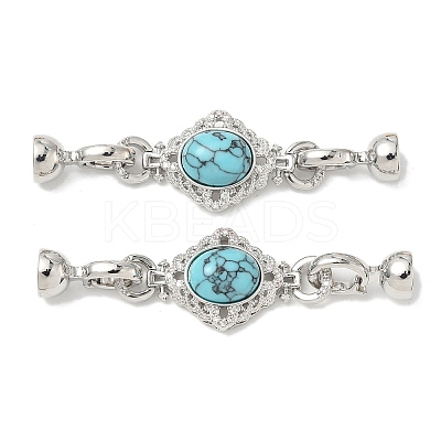 Brass Micro Pave Clear Cubic Zirconia Fold Over Clasps KK-U059-41P-02-1