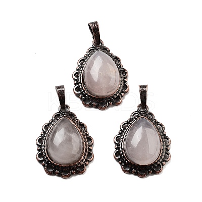 Natural Rose QuartzTeardrop Pendants G-K363-01R-17-1
